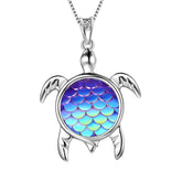 Turtle Pendant Charm Necklace Gradient Colorful Blue - Necklaces - Aurora Tears